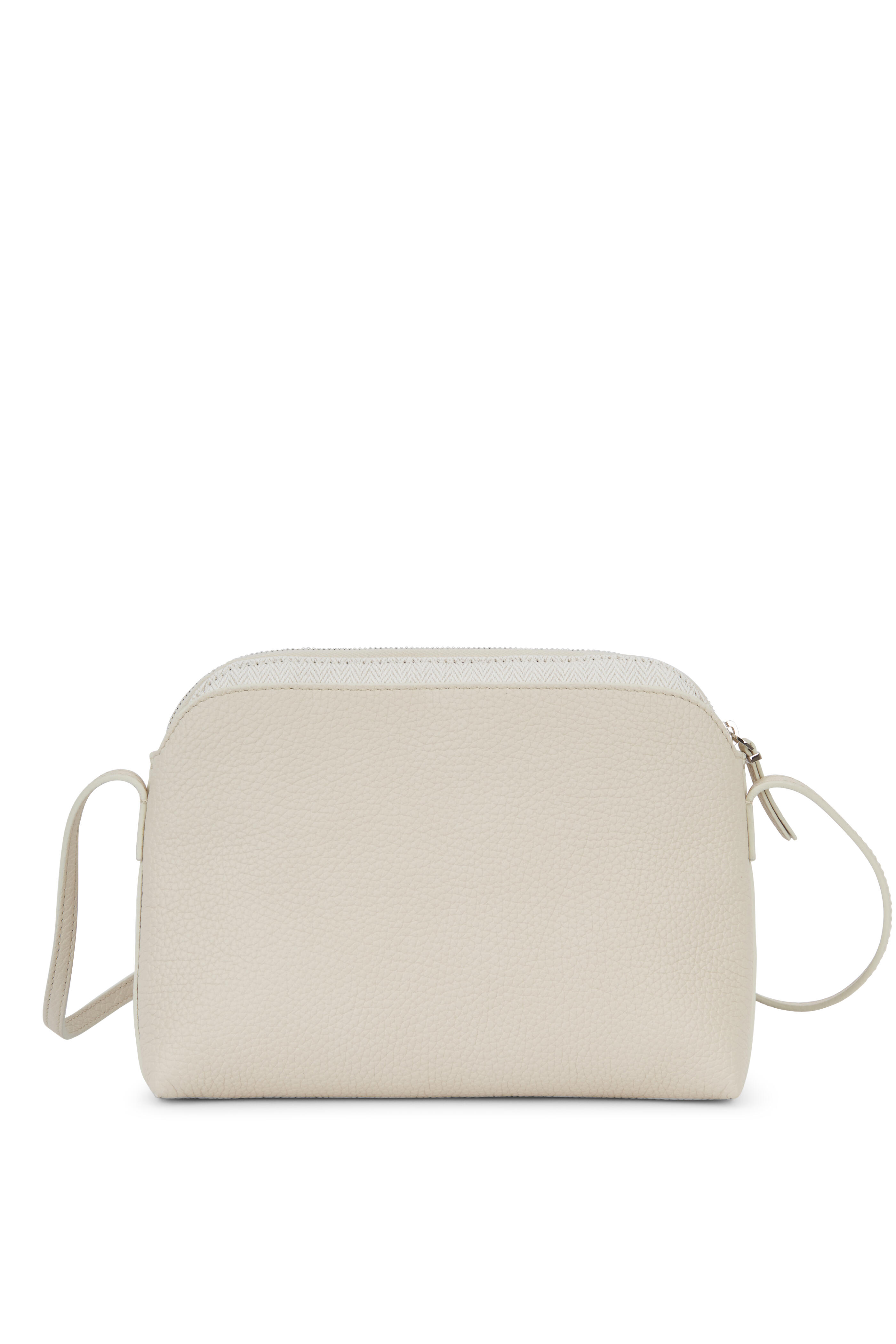 The Row Multi Pouch Cream Textured Leather Crossbody