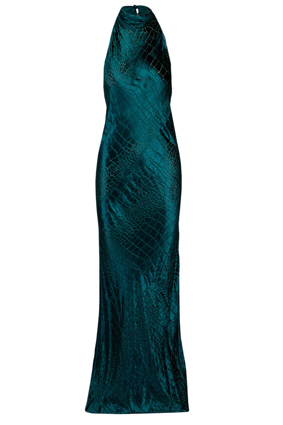 The Sei Halter Bias Forest Green Printed Gown - view 1