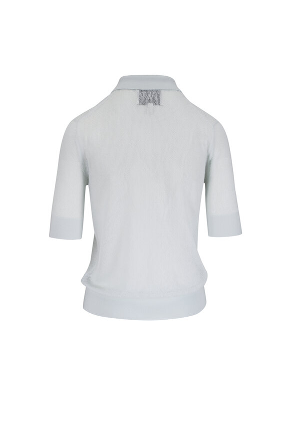TWP Blue Flower Cashmere Open Knit Polo - view 4
