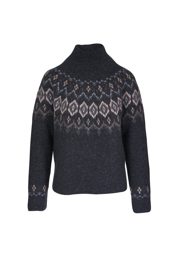 Vince Donegal Fair Isle Cashmere Turtleneck Sweater