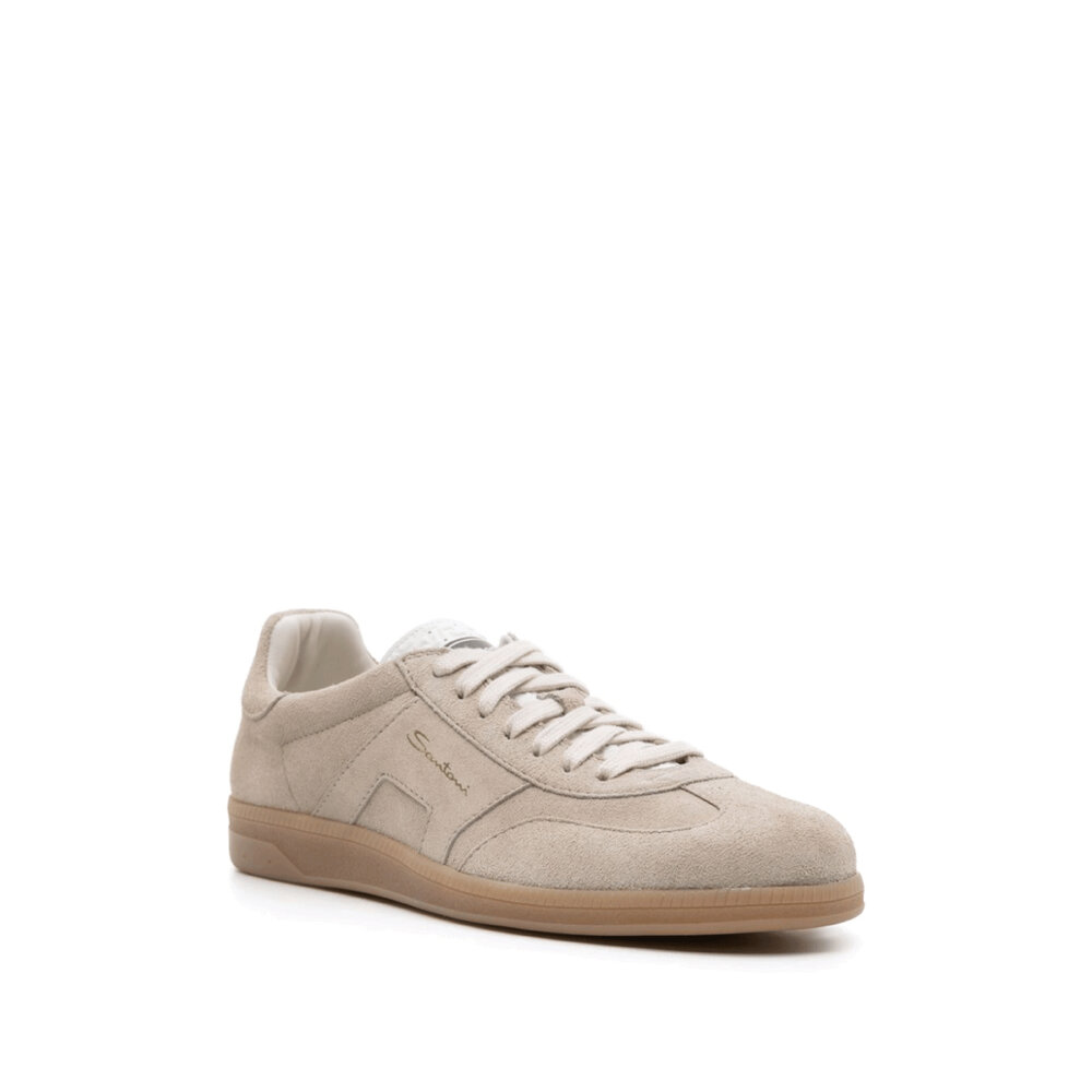 Santoni - Suede DBS Olympic Sneaker in Beige | Mitchell Stores