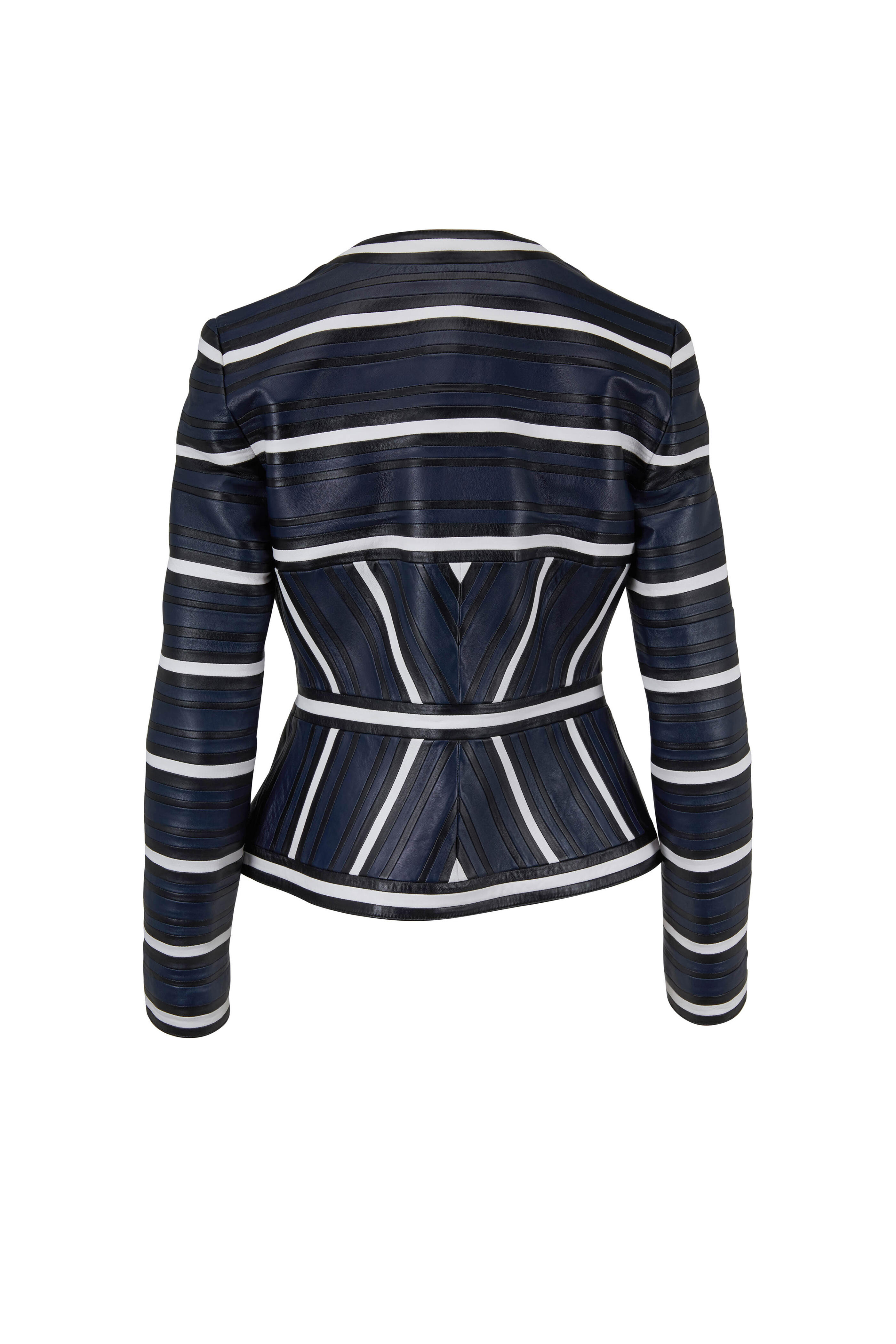 Escada - Linsa Deep Sea Geometric Leather Jacket