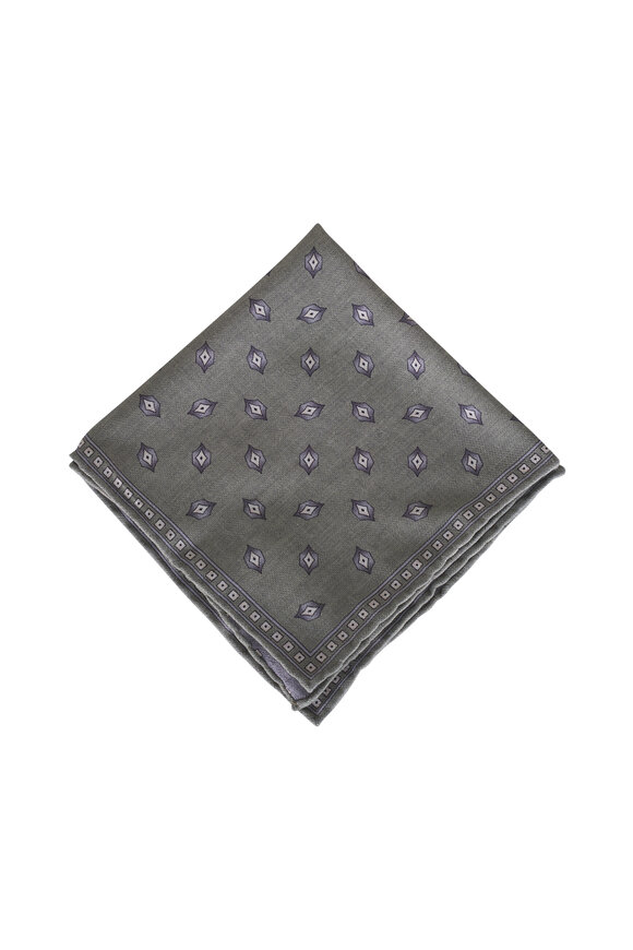 Brunello Cucinelli - Red Logo Print Silk Pocket Square