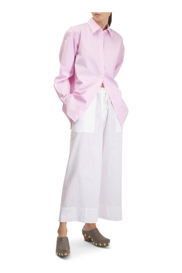 Totême Pink & White Classic Tumbled Stripe Shirt - view 2