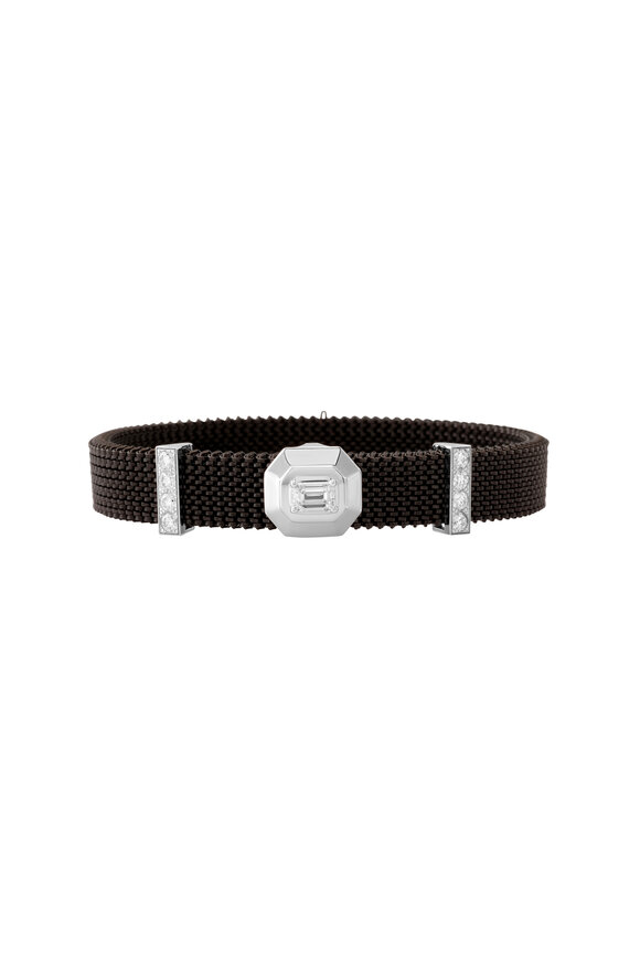 Mariani 18k White Gold Diamond Black Stretch Bracelet - view 1