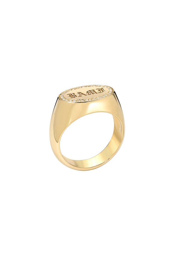 Dru - 14K Diamond BAMF Engraved Band