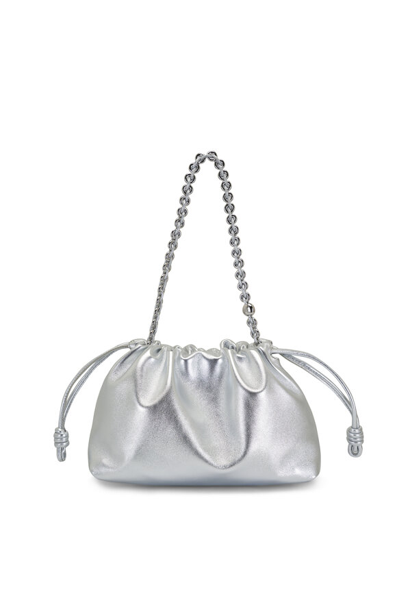 Loewe - Medium Flamenco Metallic Silver Leather Clutch