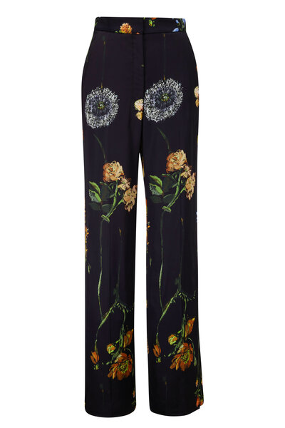 Lela Rose - Maggie Black & Canary Floral Print Pant