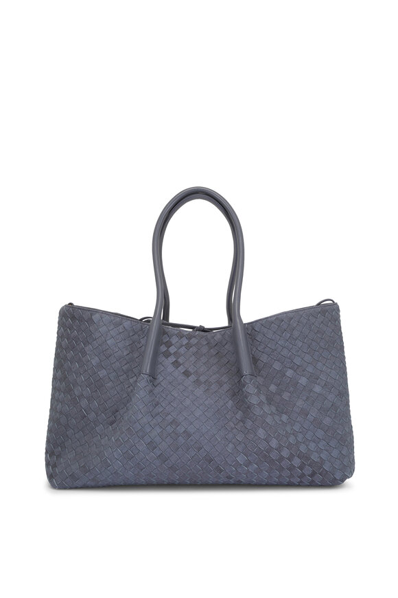 Bottega Veneta Large Pinacoteca Cloudy Indigo Suede Shoulder Bag