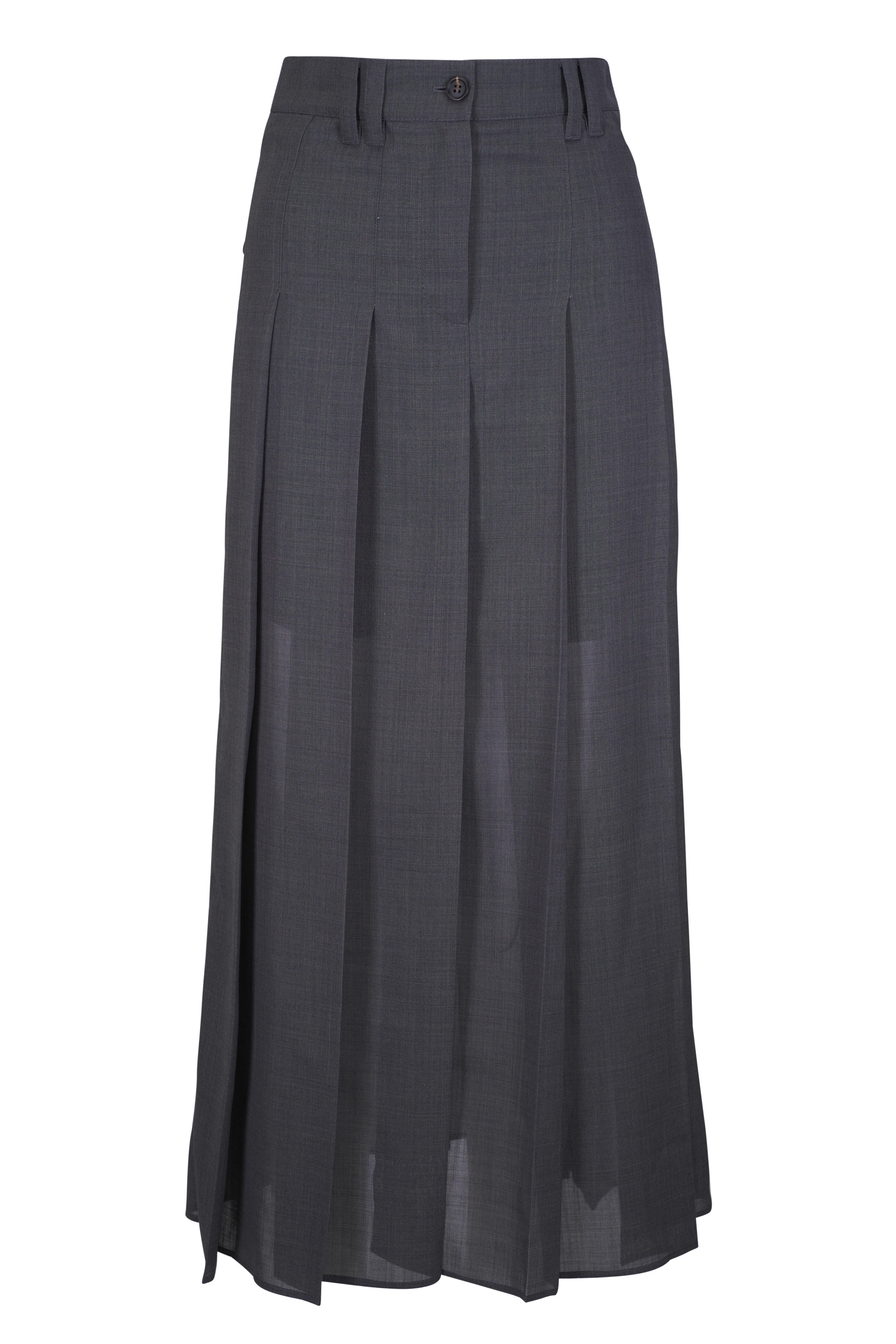 Brunello Cucinelli - Gray Pleated Zip Front Skirt