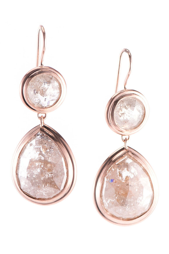 Sylva & Cie Rough Cut Diamond & Moonstone Drop Earrings - view 2