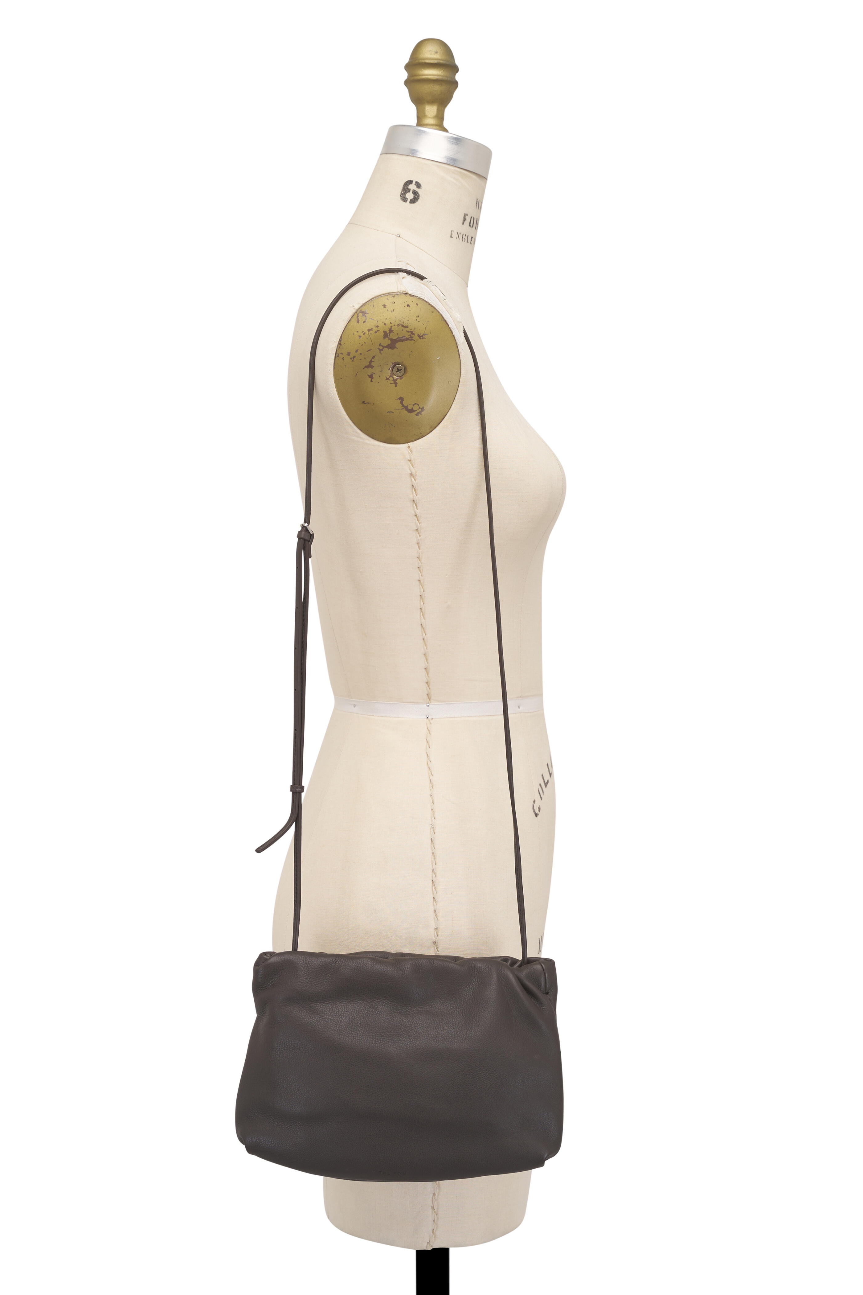 The Row - Bourse Taupe Leather Clutch