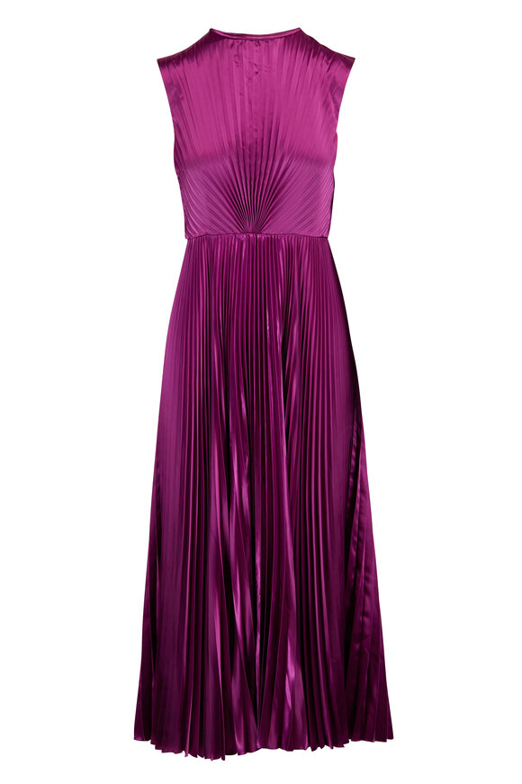 Ulla Johnson Malin Plum Pleated Midi Dress - view 1