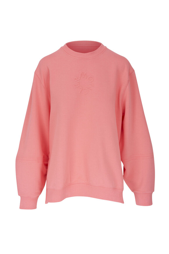 Moncler Pink Embossed Logo Crew Neck Sweatshirt 