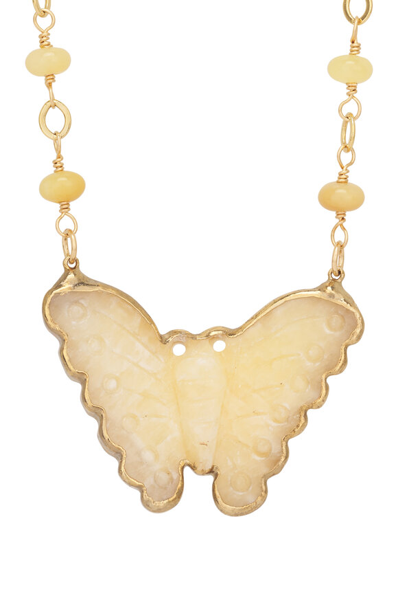 Cristina V. Yellow Calcite Butterfly Necklace - view 2