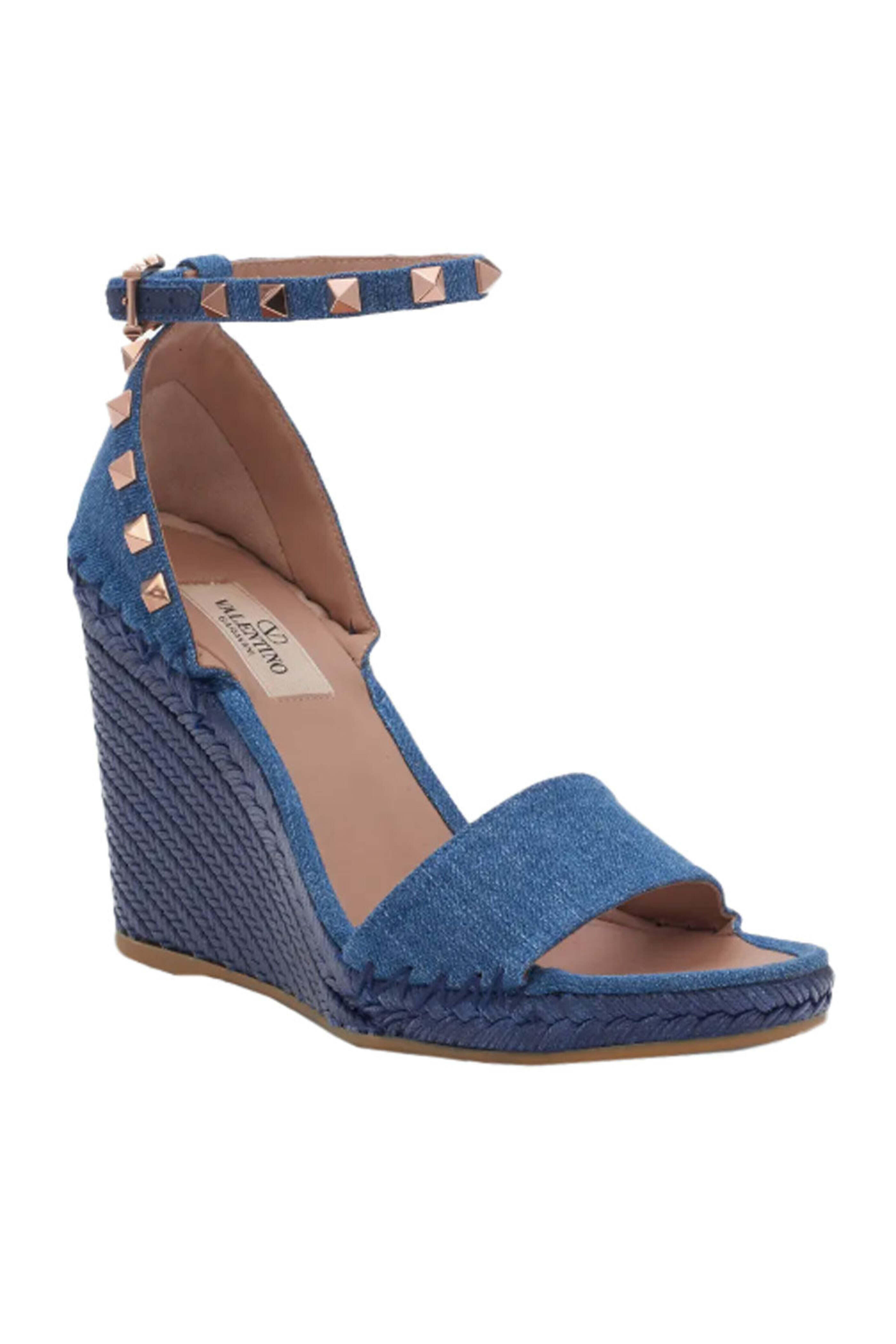 Valentino Garavani - Rockstud Denim Espadrille Wedge