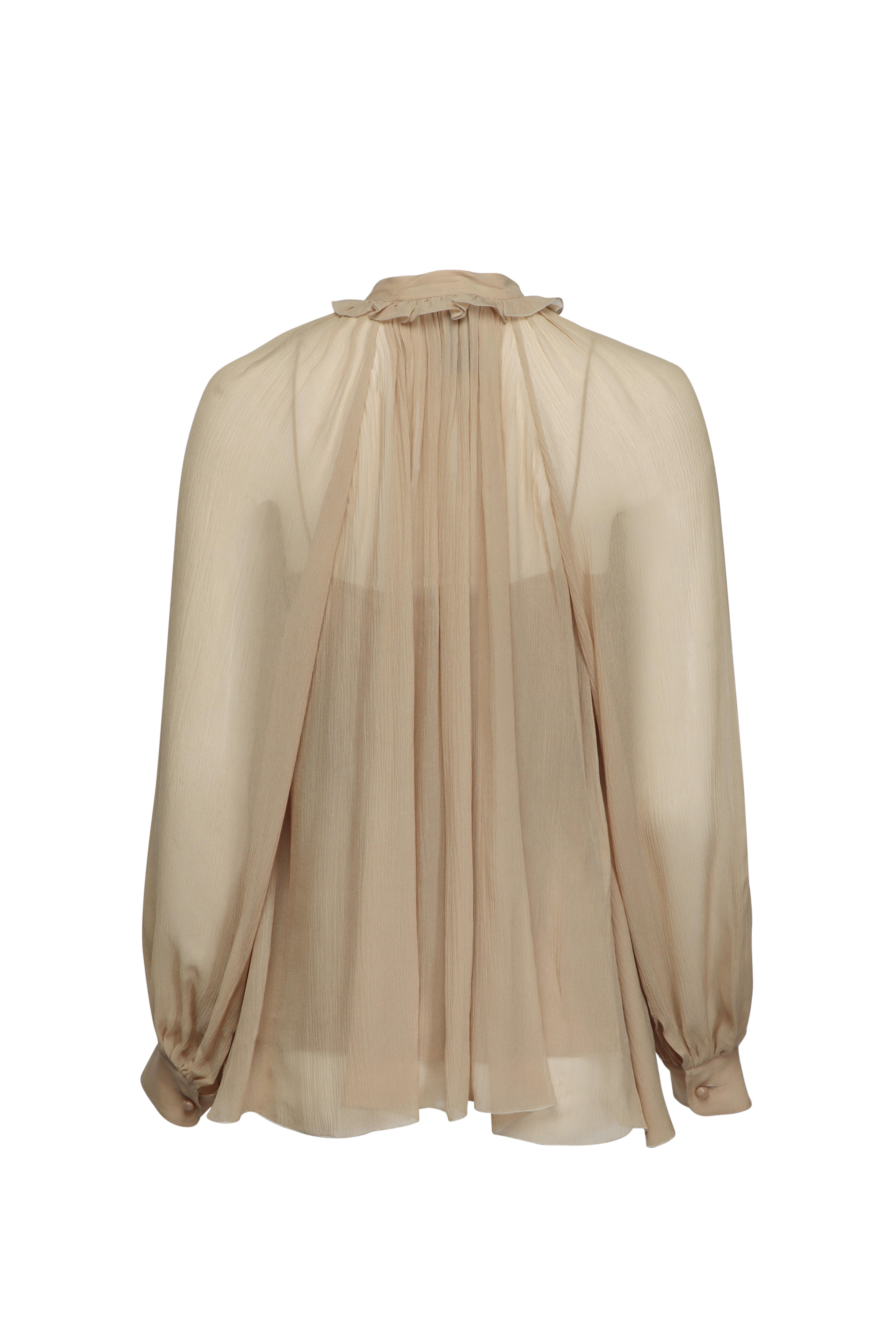 Ralph Lauren - Brooklyn Tan Crinkle Chiffon Blouse