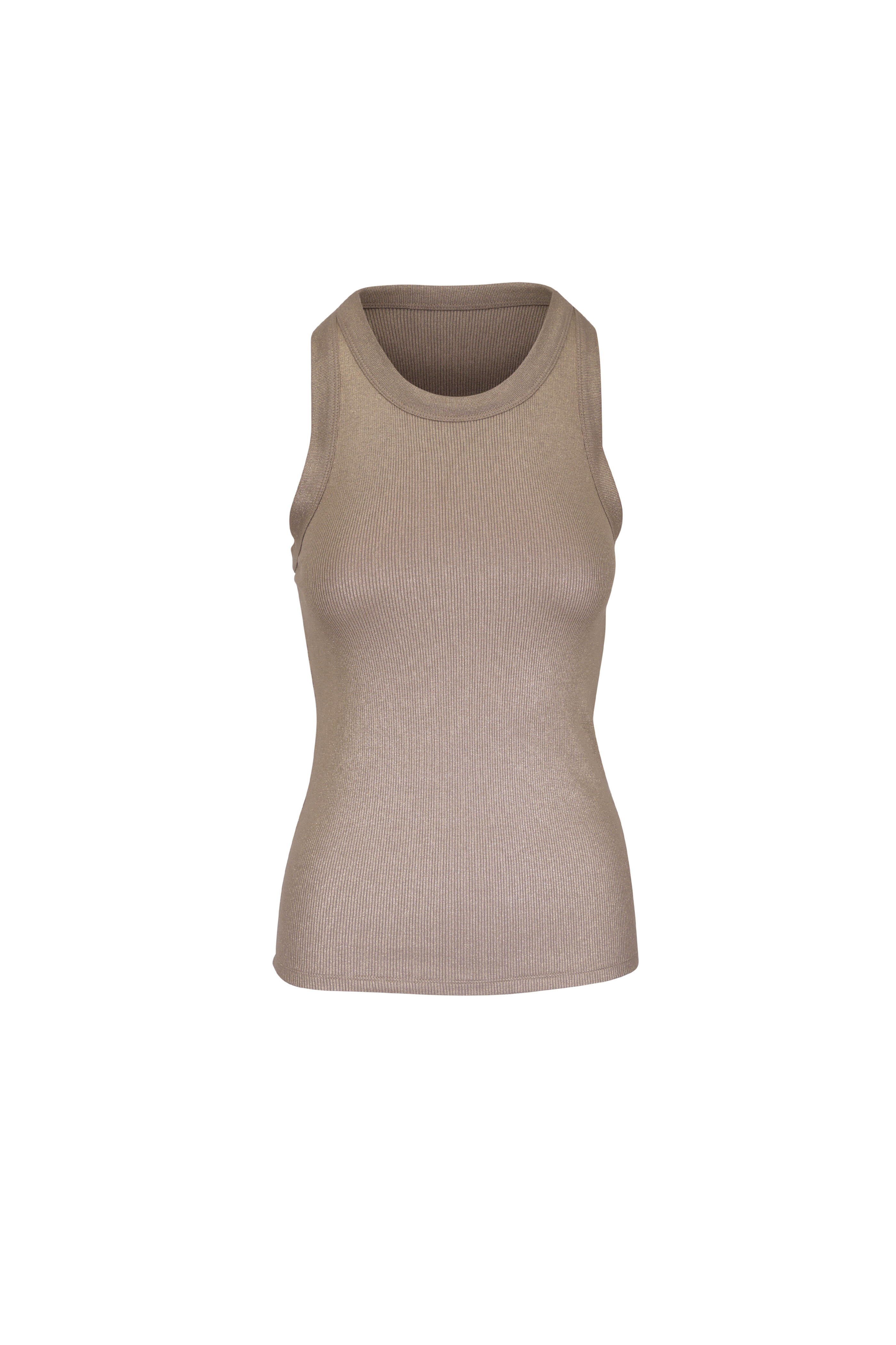 Majestic - Soft Touch Coffee Metallic Baby Rib Tank - view 1