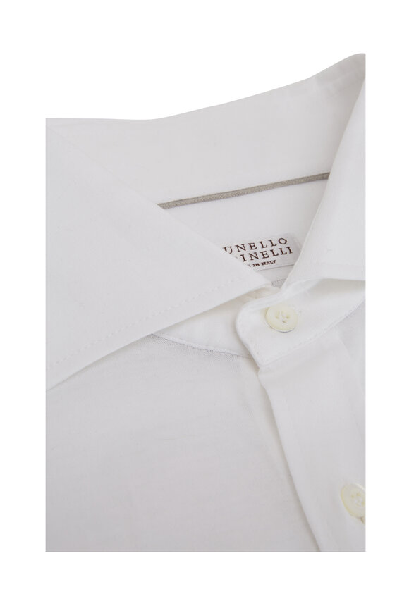 Brunello Cucinelli White Jersey Cotton Knit Sport Shirt - view 3