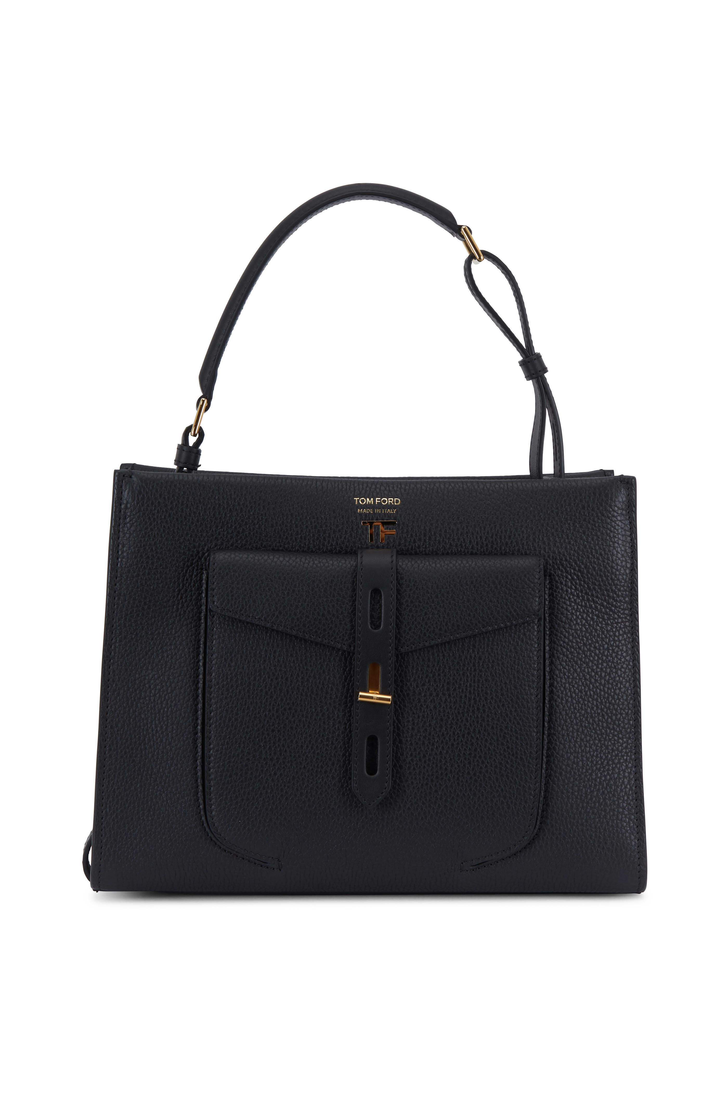 Tom Ford - Hollywood Black Leather Small Top Handle Bag