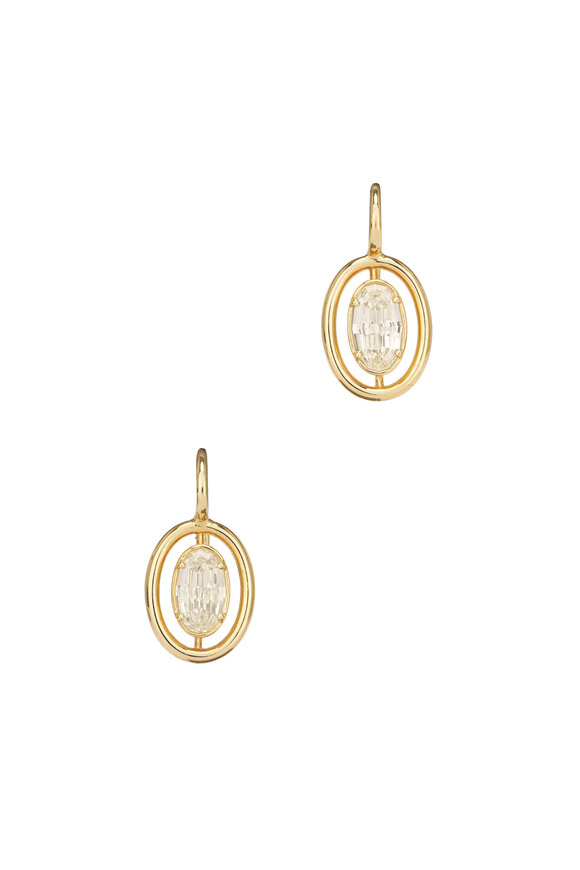 Sutra 18k Yellow Gold Pointer Bezel Earring - view 1