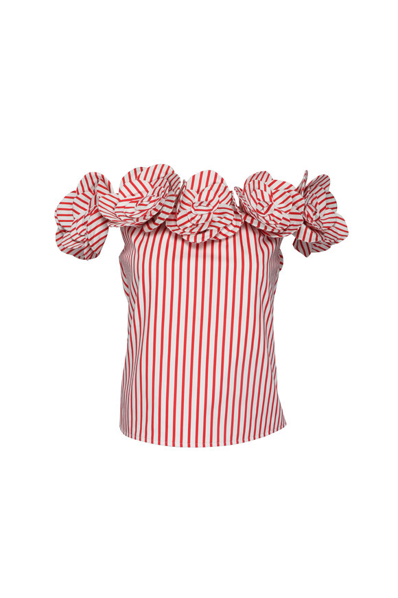 Leo Lin McKayla Scarlet Stripe Off Shoulder Top