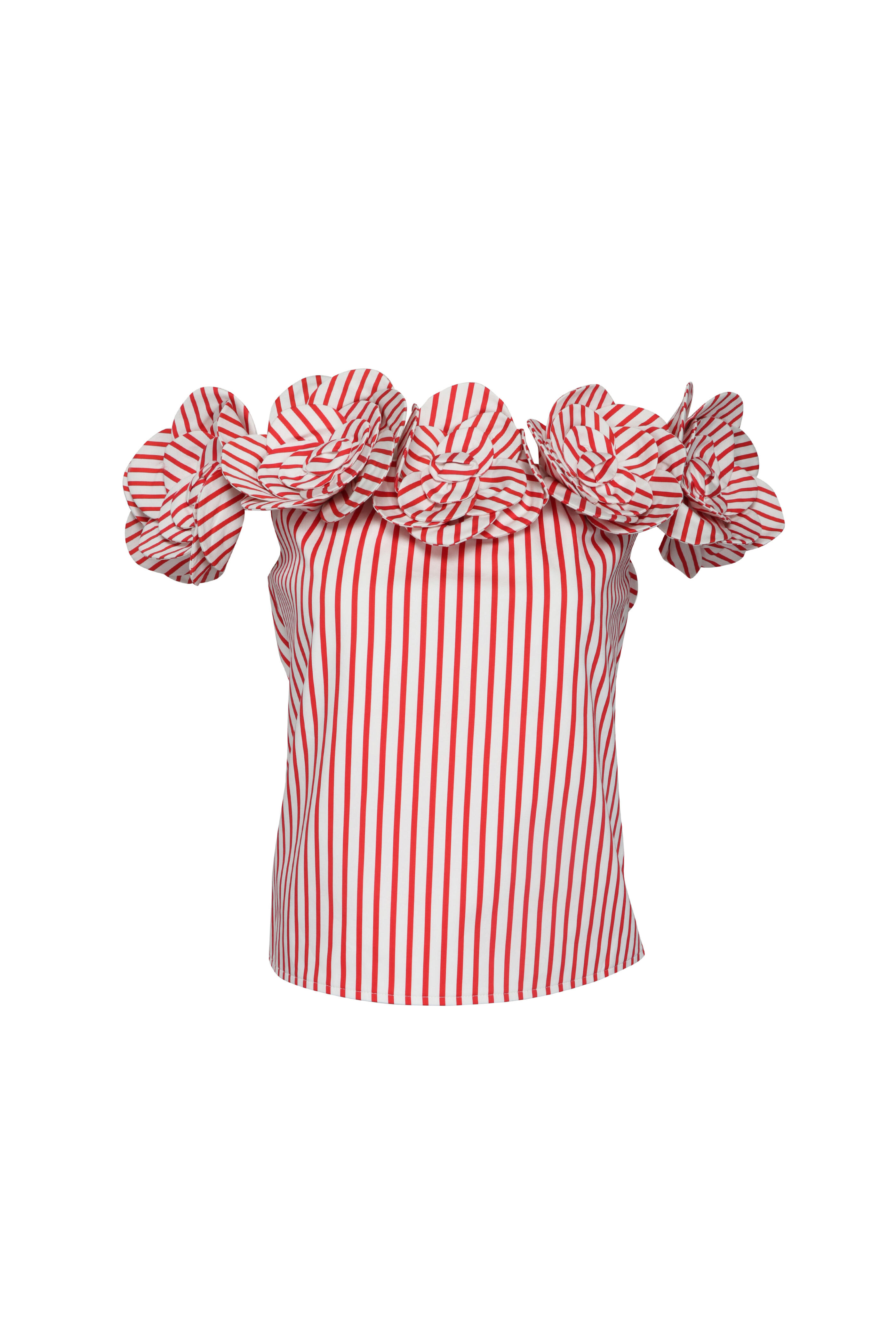 Leo Lin - McKayla Scarlet Stripe Off Shoulder Top