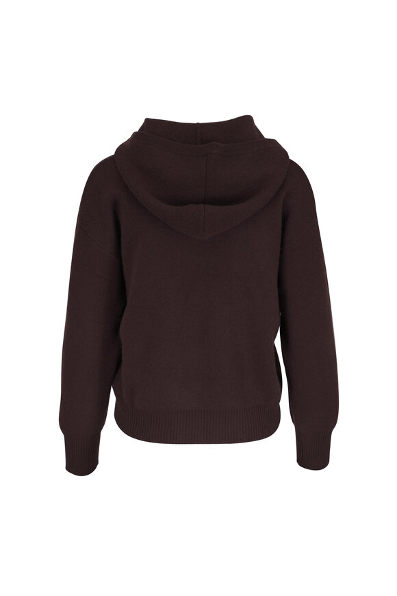 Kinross Chocolate Cashmere Double Knit Hoodie - view 4