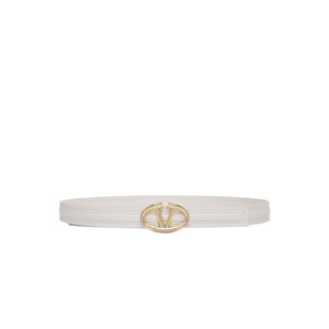 【関税&送料込】Valentino Garavani Belts White Valentino Garavani V Logo Signature 30 Belt in Butter White
