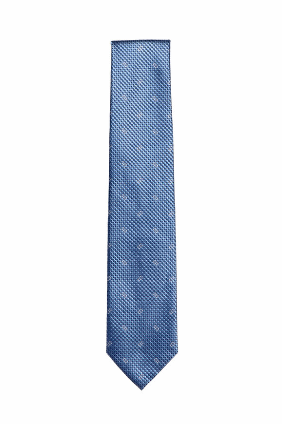 Brioni Bluette & White Silk Necktie