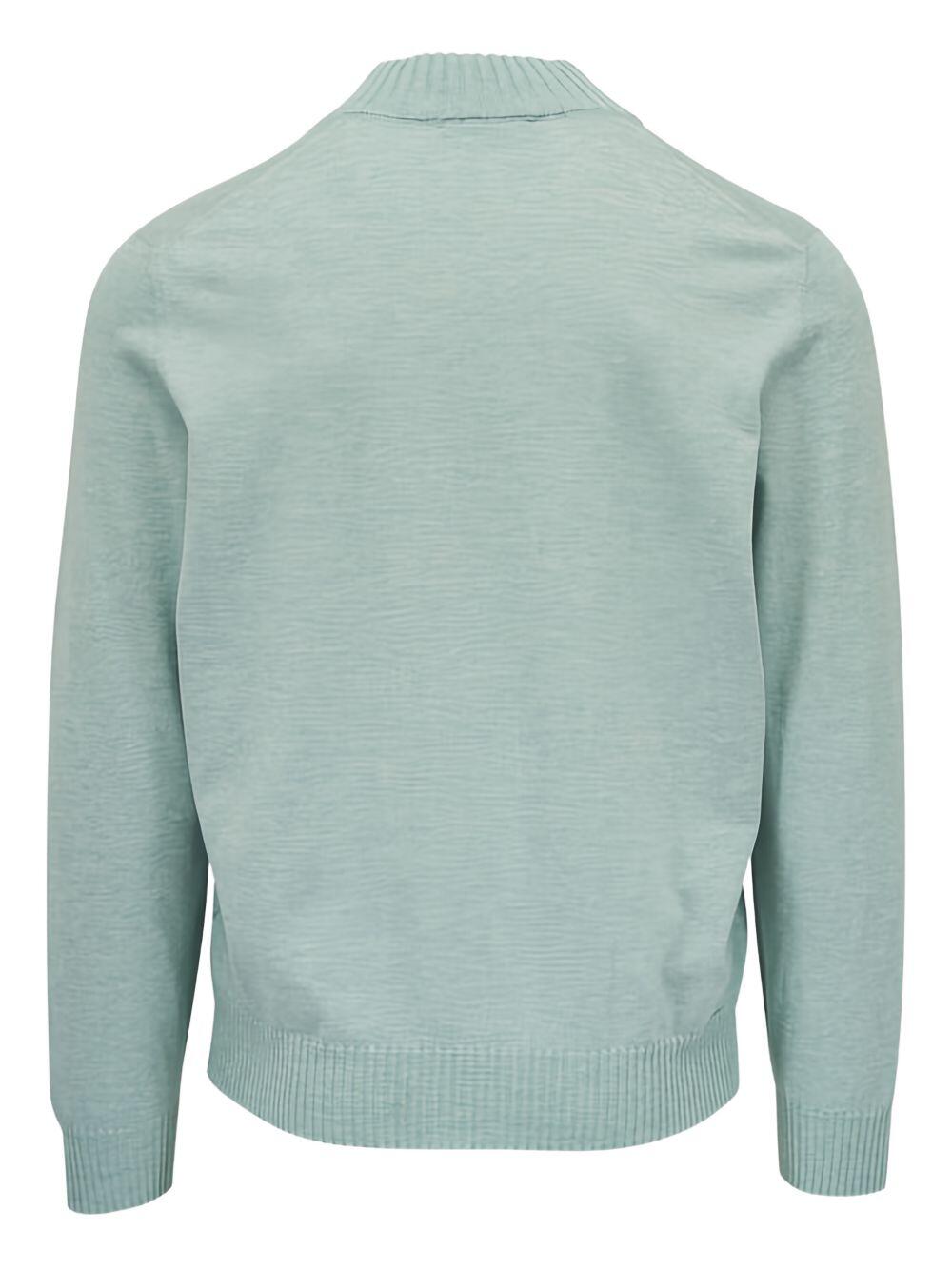 Gran Sasso - Green Cotton & Cashmere Quarter Zip Pullover