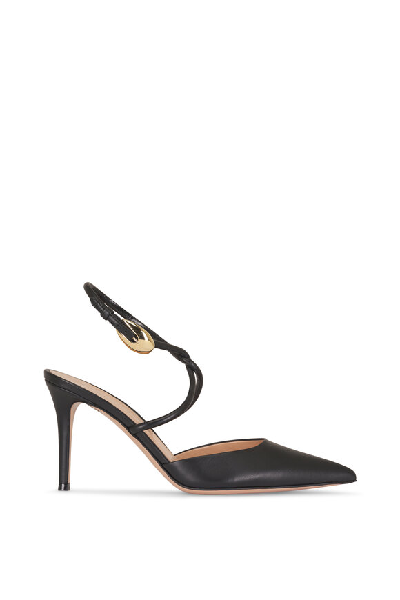 Gianvito Rossi Black Leather Strappy Sandal, 85mm - view 3