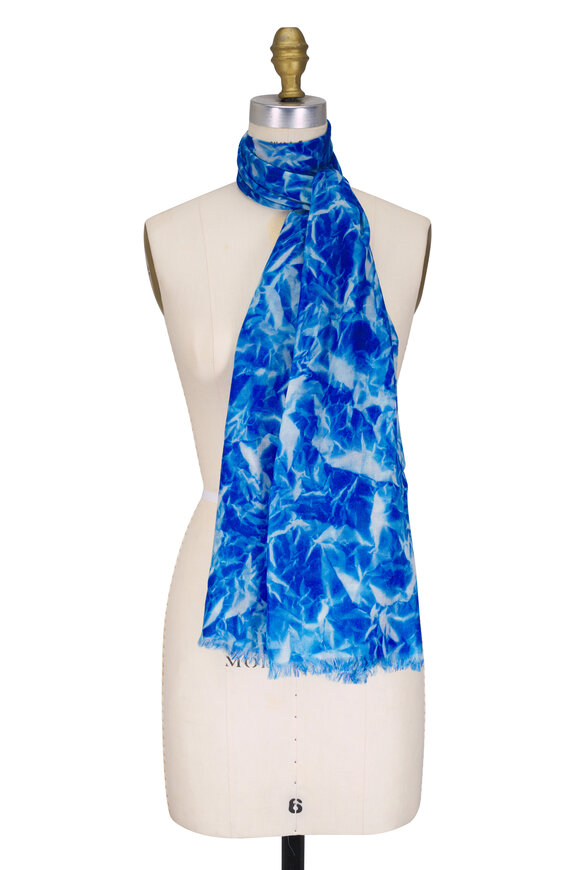Akris Twilight Whitecaps Print Cashmere Scarf