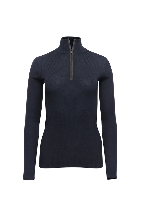 BRUNELLO CUCINELLI☆セーター☆最終価格! Brunello Cucinelli - Artic Blue Cotton Open Knit V-Neck Sweater