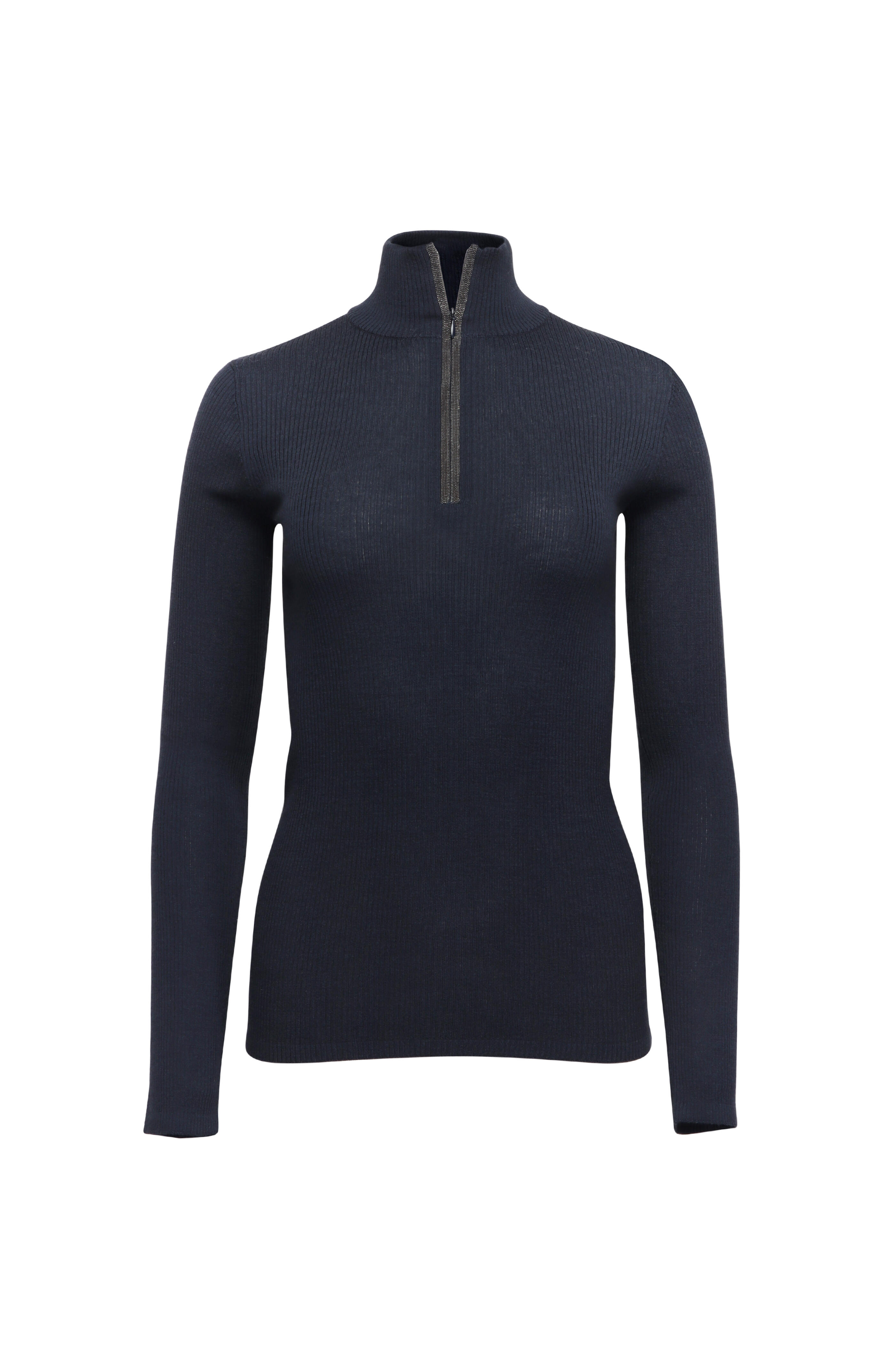 Brunello Cucinelli - Navy Blue Monili Quarter Zip Pullover