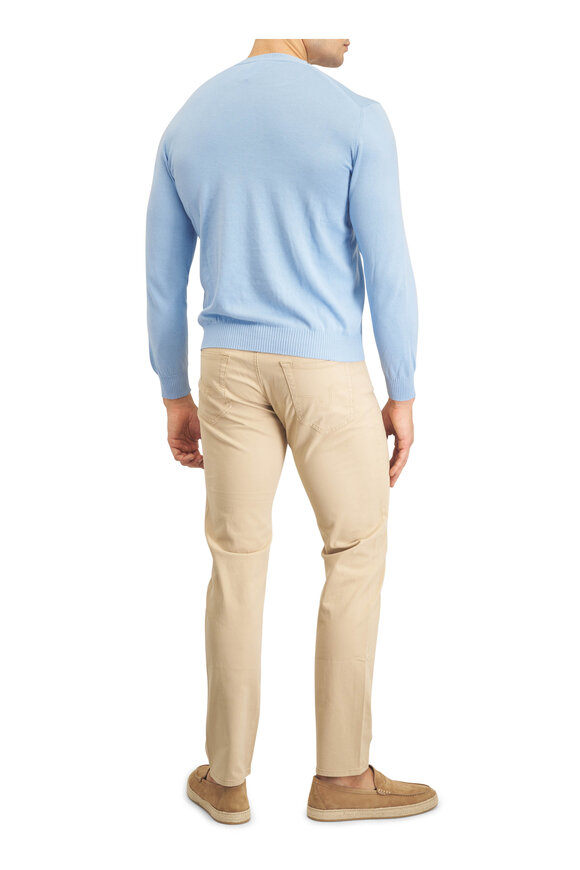 Fedeli Sky Blue Cotton Crewneck Sweater - view 4