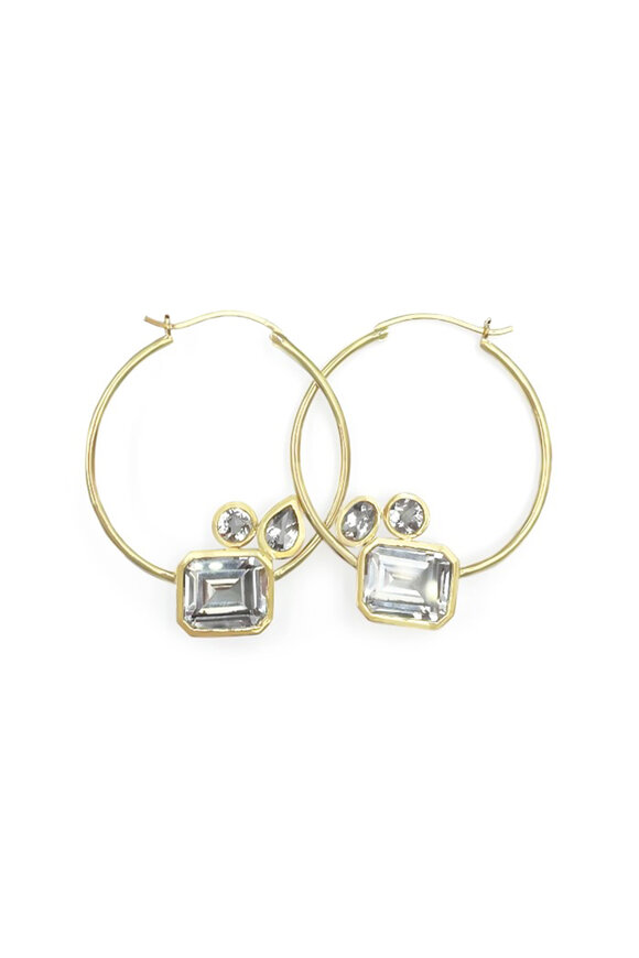 Leslie Paige 14k Yellow Gold Topaz Cluster Hoop