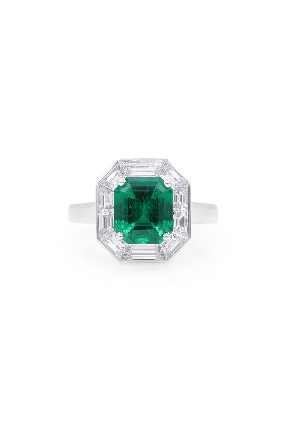 Oscar Heyman Platinum Columbian Emerald & Diamond Ring