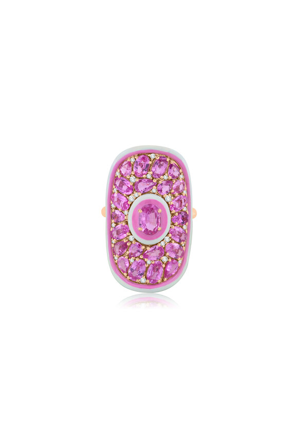 Sutra - White & Pink Ceramic Sapphire Ring