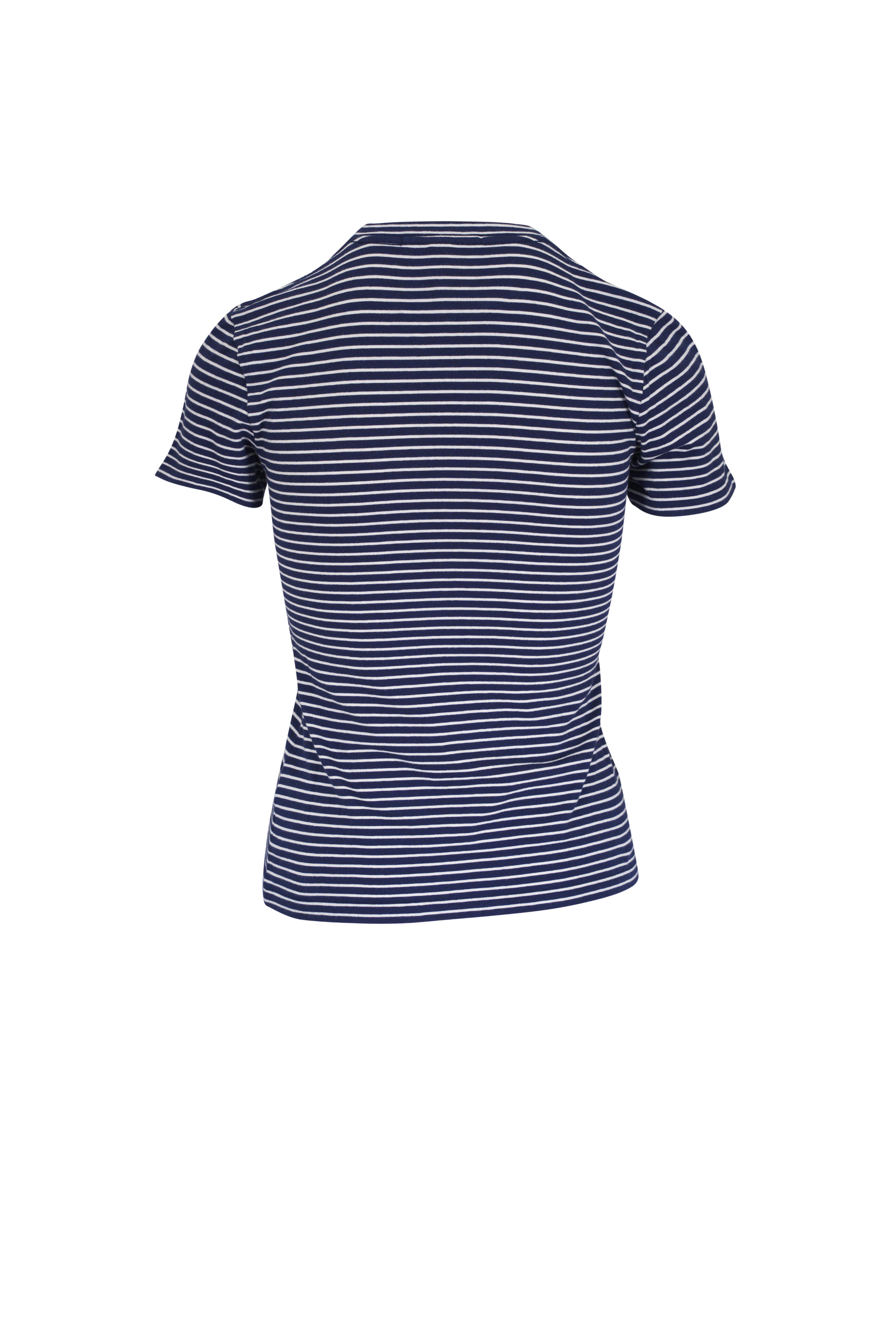 Nili Lotan - Lana Navy & Natural Stripe Crewneck T-Shirt