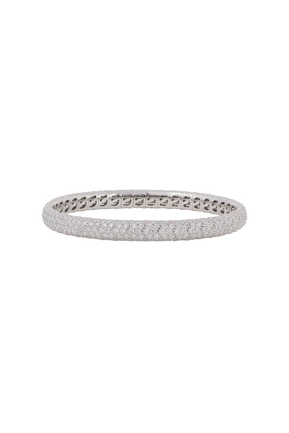 Sidney Garber 18k White Gold Pave Diamond Stretch Bracelet