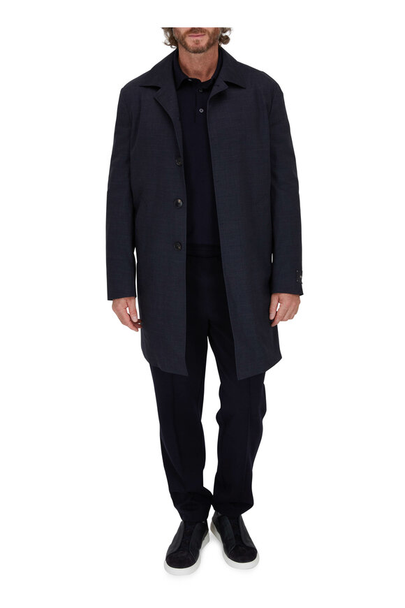 Z Zegna - Navy Wool Trench Coat