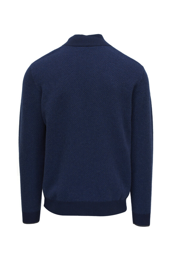 Kinross - Midnight Diagonal Jacquard Quarter Zip Pullover