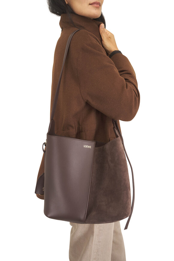 Loewe Medium Bilbao Chestnut Leather & Suede Bucket Bag - view 2