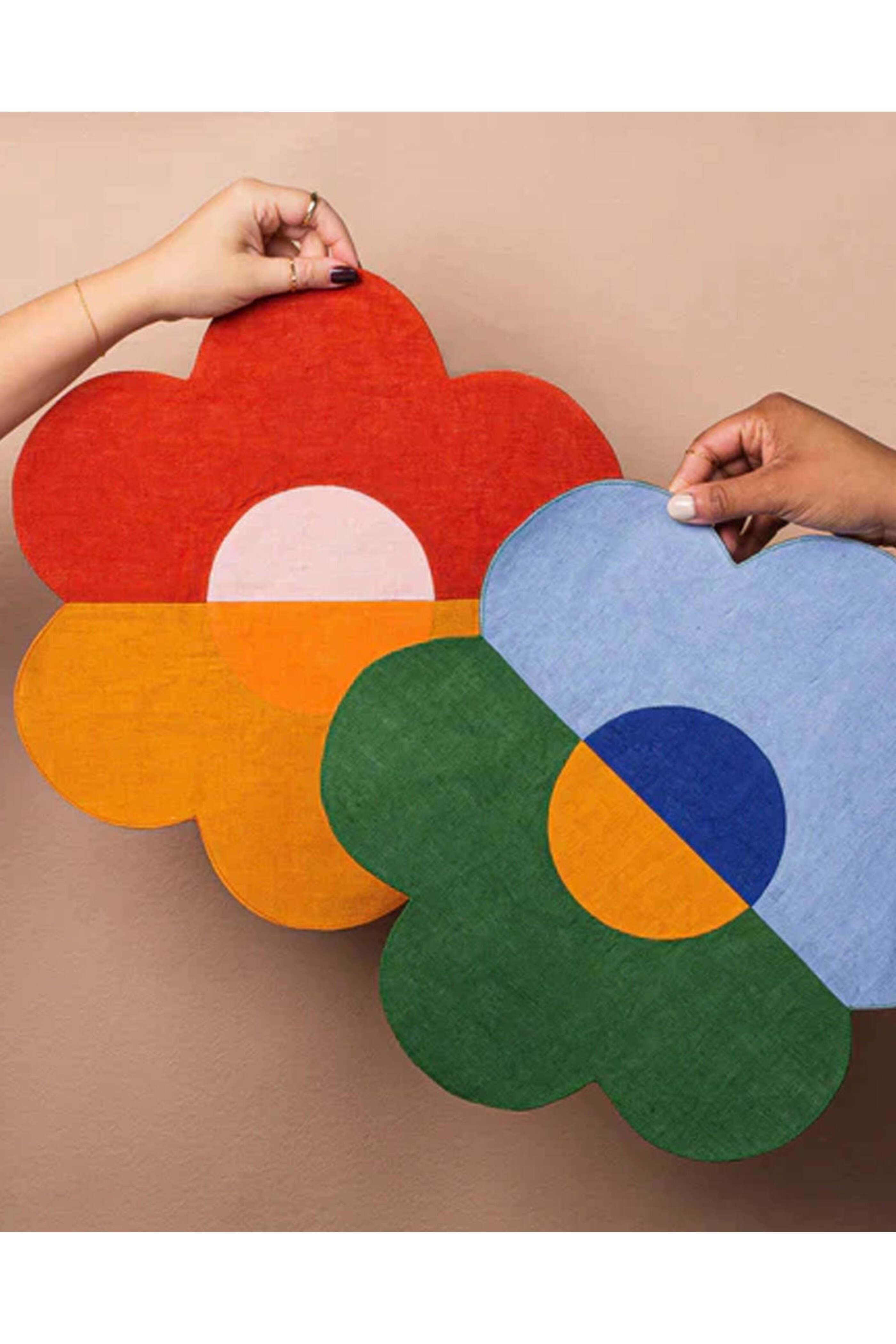 Misette - Amber & Red Floral Linen Patchwork Placemats