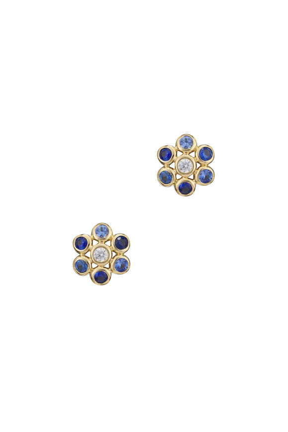 Aaron Henry 18k Yellow Gold Large Dome Sapphire Earring