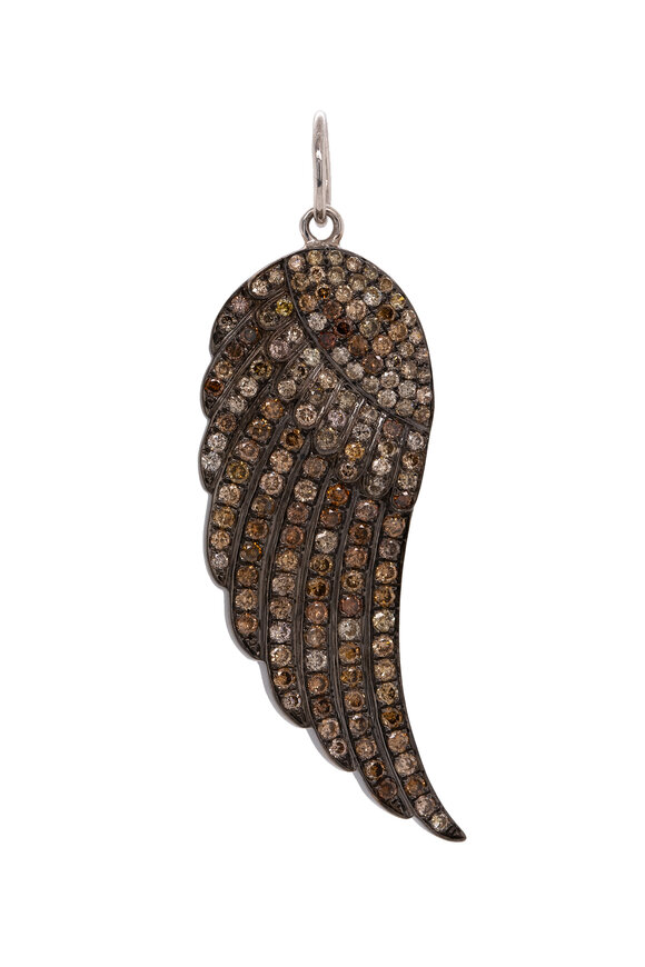 Bridget King Oxidized Silver Diamond Wing Pendant - view 1