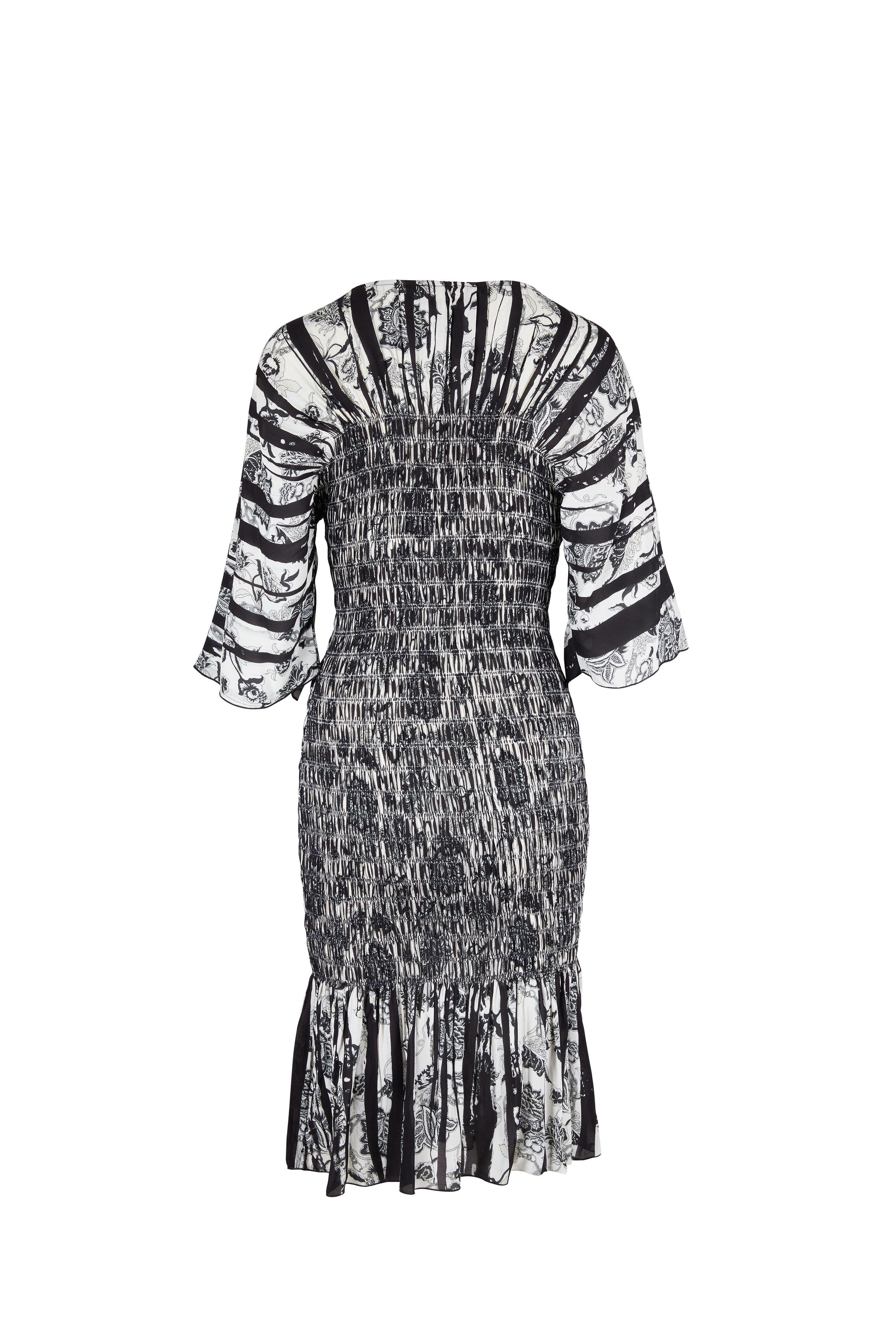 Etro - Black & White Paisley Ruched Dress | Mitchell Stores