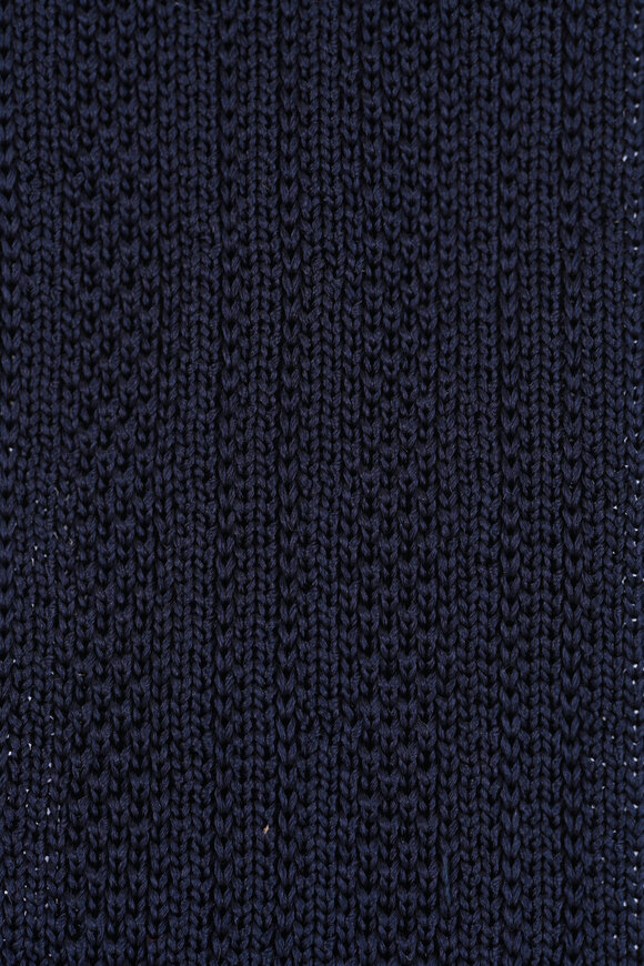 Brunello Cucinelli Navy Tricot Silk Necktie - view 2
