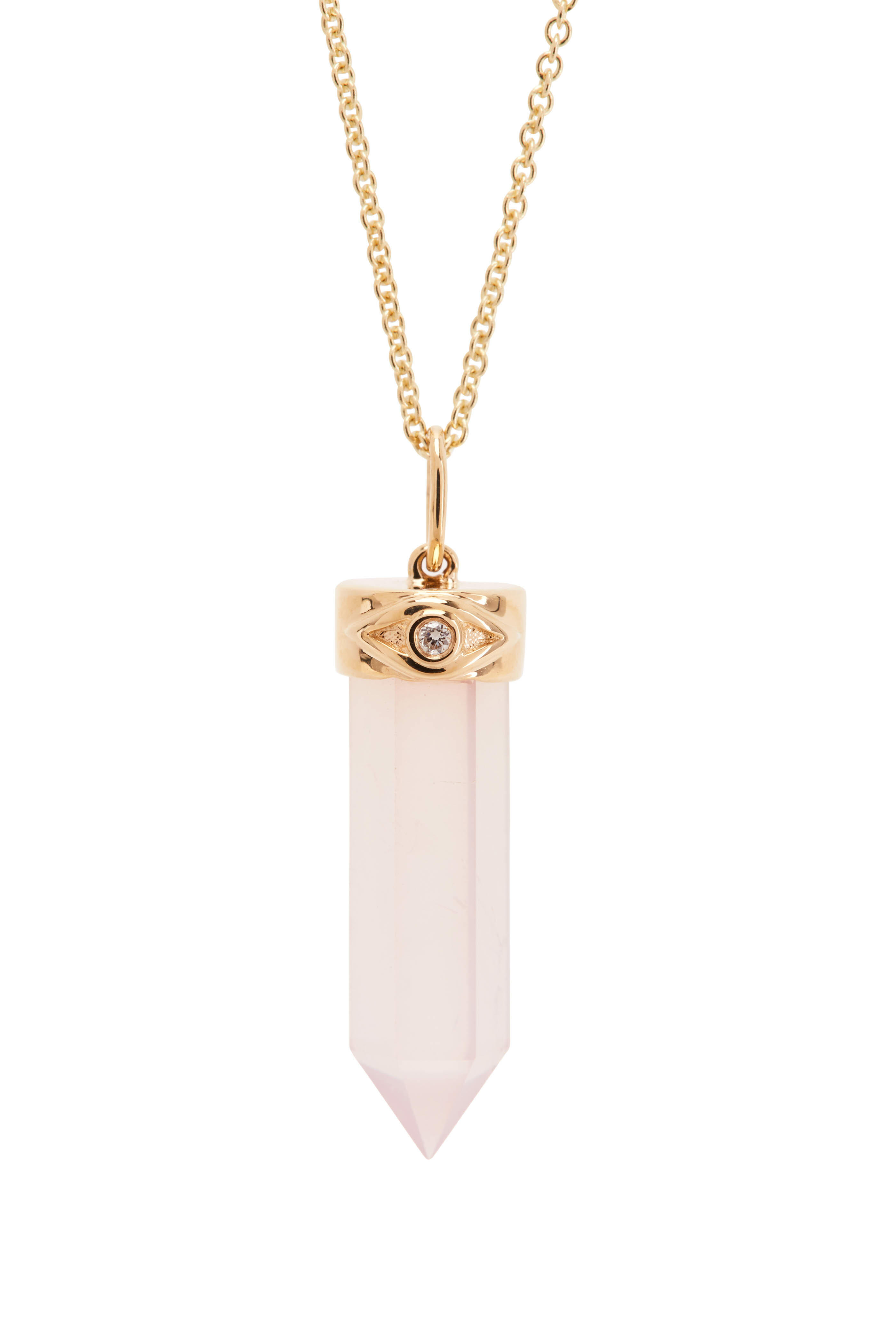 Sydney Evan 18K Yellow Gold Rose Quartz Pendant Necklace